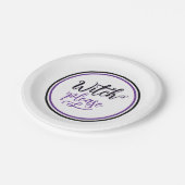 Witch Halloween Party Black Purple Papieren Bordje (Gekanteld)