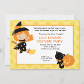 Witch Halloween Party Girls Birthday Invite Kaart (Voorkant)
