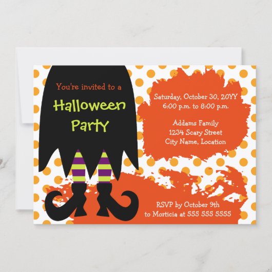 Witch Halloween Party Kaart (Voorkant)