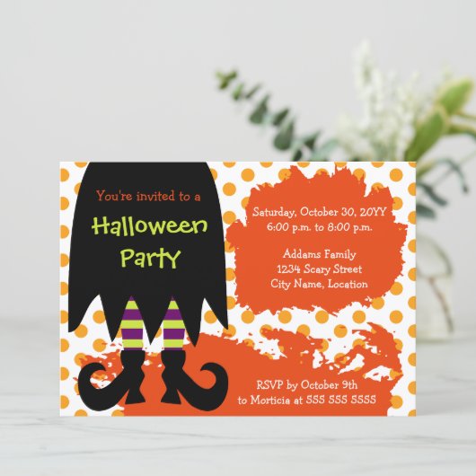 Witch Halloween Party Kaart (Staand voorkant)