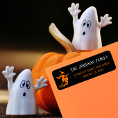 Witch Halloween Party Mail Black Return Address Etiket