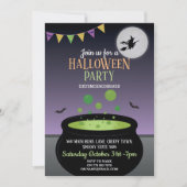 Witch Halloween Party Nodig Slechte Ketel uit Kaart (Voorkant)
