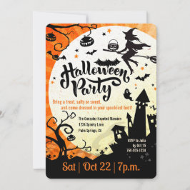 Witch, Halloween Party, Potluck Invitation Kaart