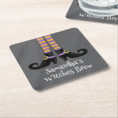Witch Halloween Schattigee Custom Party Kartonnen Onderzetters (Schuin)