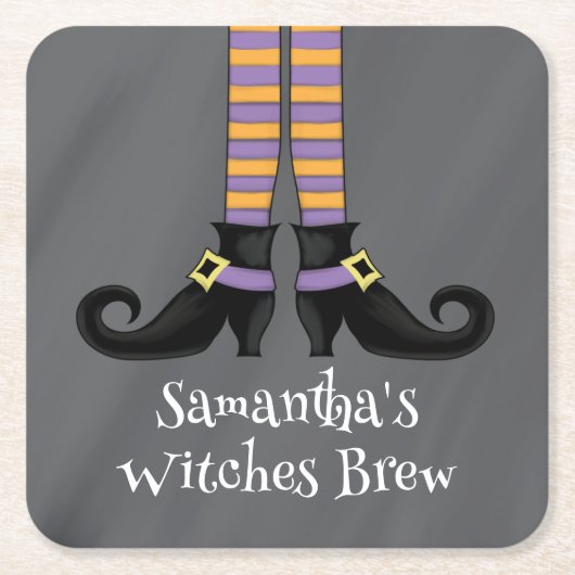 Witch Halloween Schattigee Custom Party Kartonnen Onderzetters (Voorkant)