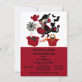 Witch Halloween Spider Web Pumpkins Kind Birthday Kaart (Voorkant)