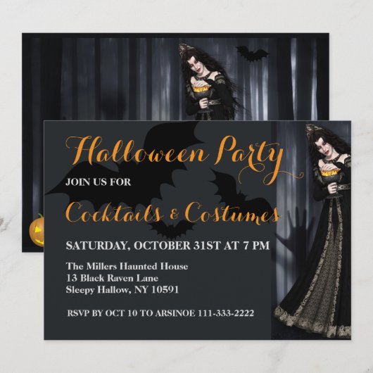 Witch Halloween Uitnodiging (Voorkant / Achterkant)