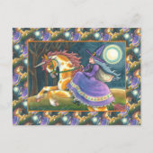 WITCH & HALLOWEEN UNICORN, BLACK CAT Fantasy Horse Feestdagenkaart (Voorkant)