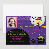 Witch Halloween Verjaardag Uitnodiging Blonde (Voorkant / Achterkant)