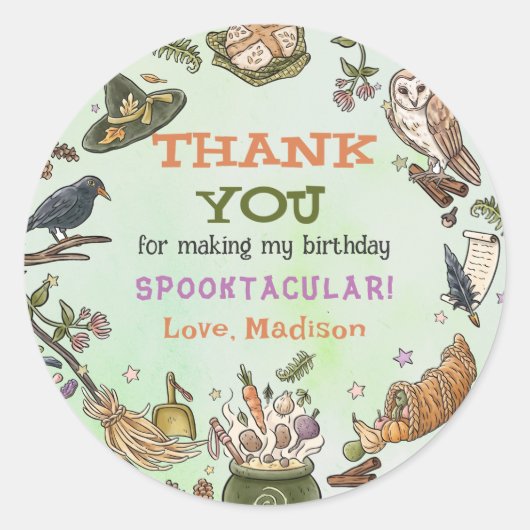 Witch Halloween verjaardagsfeest Sticker (Voorkant)