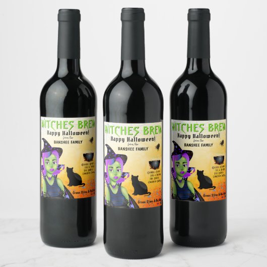 Witch Halloween Wijn Etiket (Flessen)