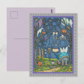 WITCH HANGING BLACK CAT, GHOST, SKELETON LAUNDRY BRIEFKAART (Voorkant / Achterkant)