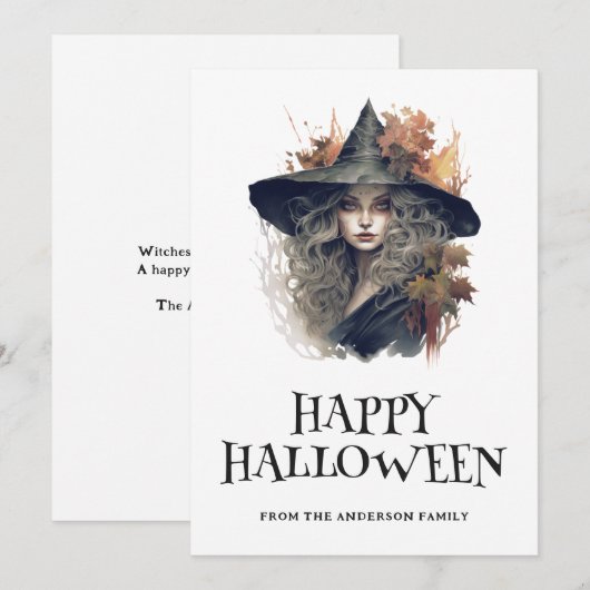 Witch Happy Halloween Feestdagenkaart (Voorkant / Achterkant)