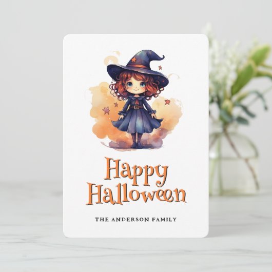 Witch Happy Halloween Kaart (Staand voorkant)