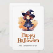 Witch Happy Halloween Kaart (Voorkant / Achterkant)