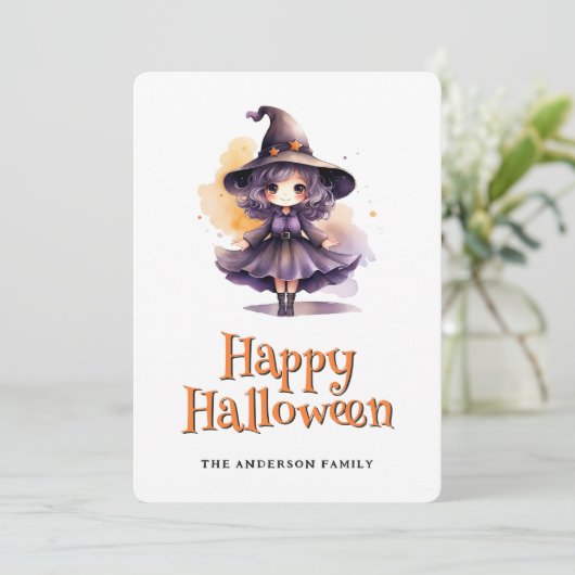 Witch Happy Halloween Kaart (Staand voorkant)