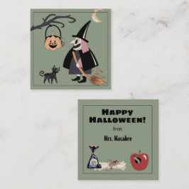 Witch Happy Halloween van de schoolsluitkaart Informatiekaartje