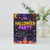Witch Hat Halloween Party Briefkaart (Staand voorkant)