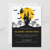 Witch Haunted House Oranje en zwarte Halloween Par Kaart (Voorkant)