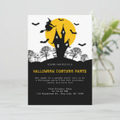 Witch Haunted House Oranje en zwarte Halloween Par Kaart (Staand voorkant)