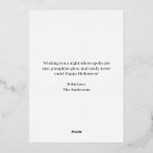 Witch Haunted House Spooky Forest Halloween Foto Folie Feestdagenkaart (Achterkant)