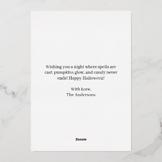 Witch Haunted House Spooky Forest Halloween Foto Folie Feestdagenkaart (Achterkant)