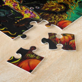 Witch Haunted Tree House Black Cat Halloween Legpuzzel (Zijkant)