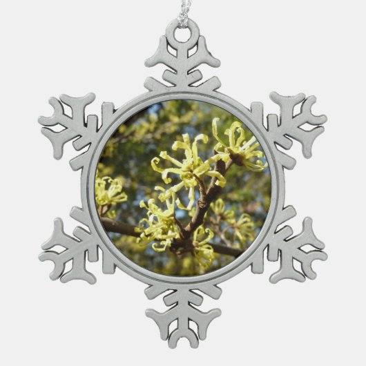 Witch Hazel Flowers Tin Sneeuwvlok Ornament (Voorkant)