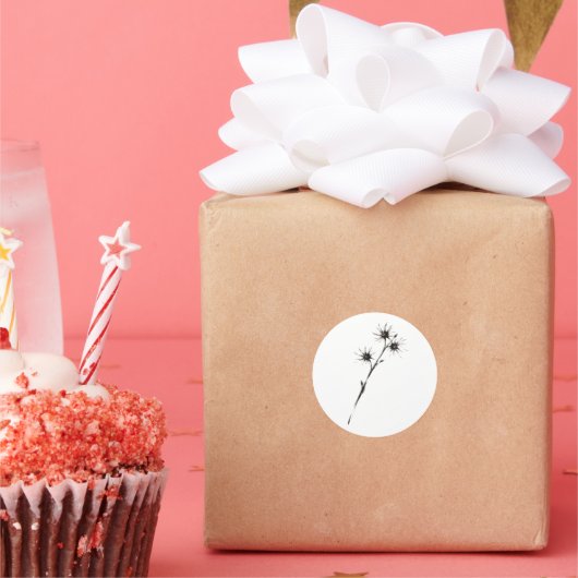 Witch Hazel Inspired Ink Botanical Art on  Ronde Sticker (Feest)