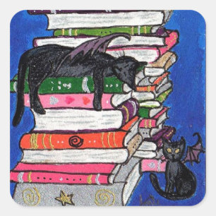 "Witch & her Bat-Cats" sticker