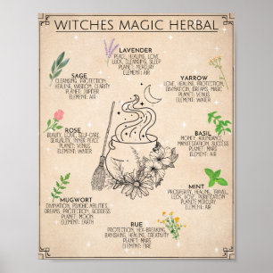 Witch Herbal Magic Art Sign Poster