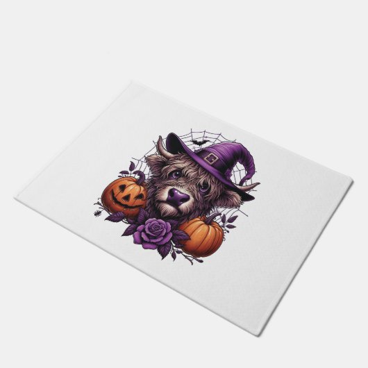 Witch Highland Halloween Koe Deurmat (Schuin)