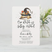 Witch Hitched Paars Halloween Vrijgezellenfeest Kaart (Staand voorkant)