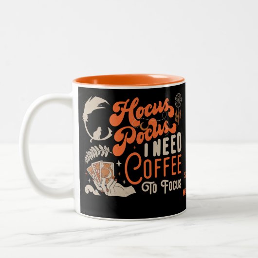 Witch Hocus Pocus Koffie om foto Halloween te focu Tweekleurige Koffiemok (Links)