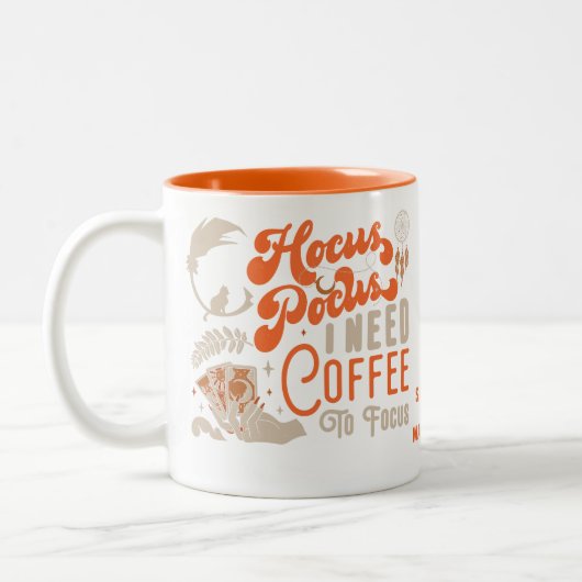 Witch Hocus Pocus Koffie om foto Halloween te focu Tweekleurige Koffiemok (Links)