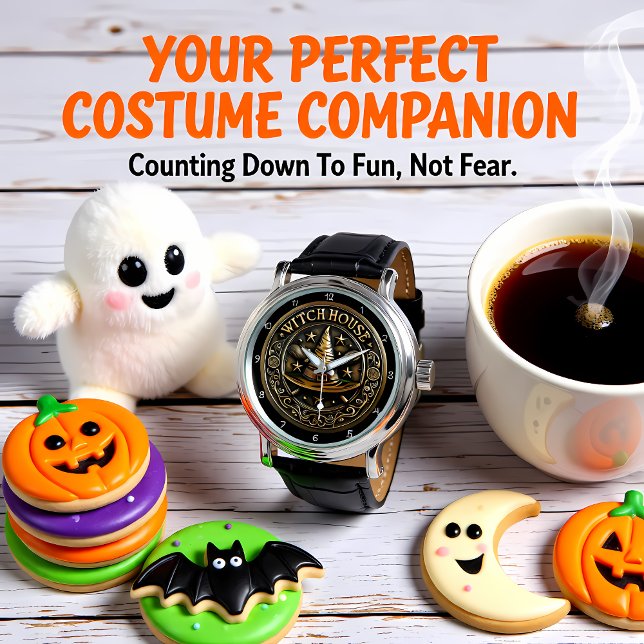 Witch House Pentagram Broom Horloge (Creator heeft geüpload)