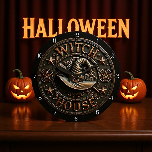 Witch House Spooky Halloween Grote Klok