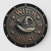 Witch House Spooky Halloween Grote Klok (Voorkant)