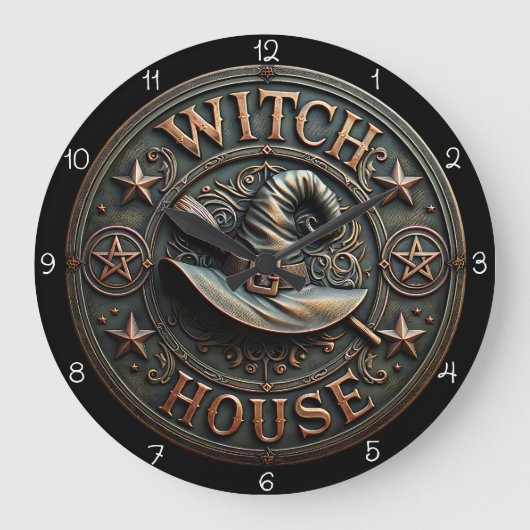 Witch House Spooky Halloween Grote Klok (Voorkant)