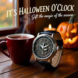 Witch House Spooky Halloween Horloge
