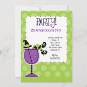 Witch in Cocktail Adult Costume Party Invitation Kaart (Voorkant)