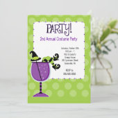Witch in Cocktail Adult Costume Party Invitation Kaart (Staand voorkant)