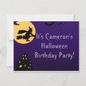 "Witch In Flight at Midnight" - Halloween Birthday Kaart (Voorkant)