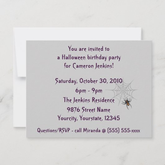 "Witch In Flight at Midnight" - Halloween Birthday Kaart (Achterkant)