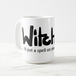Witch in hand-lettered black ink saying koffiemok