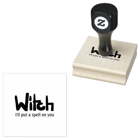 Witch in hand-lettered black ink saying rubberstempel (Gestempeld)