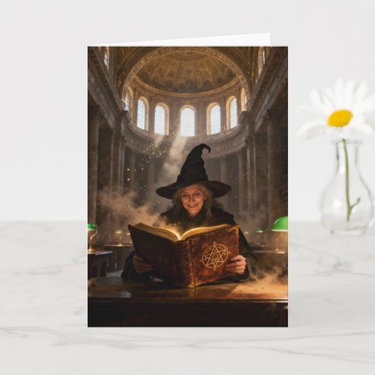 Witch in the Library Blank Inside All Occasions Kaart (Kleine Plant)
