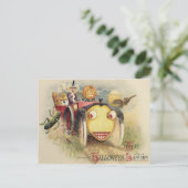 Witch Jack O Lantern Car Owl Full Moon Briefkaart (Staand voorkant)