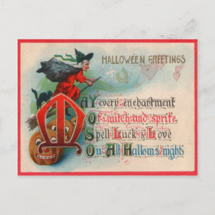 Witch Jack O Lantern Pumpkin Briefkaart