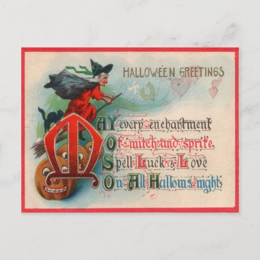 Witch Jack O Lantern Pumpkin Briefkaart (Voorkant)